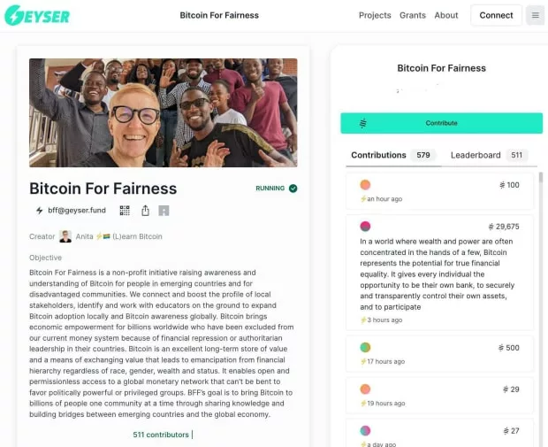Bitcoin For Fairness Geyser