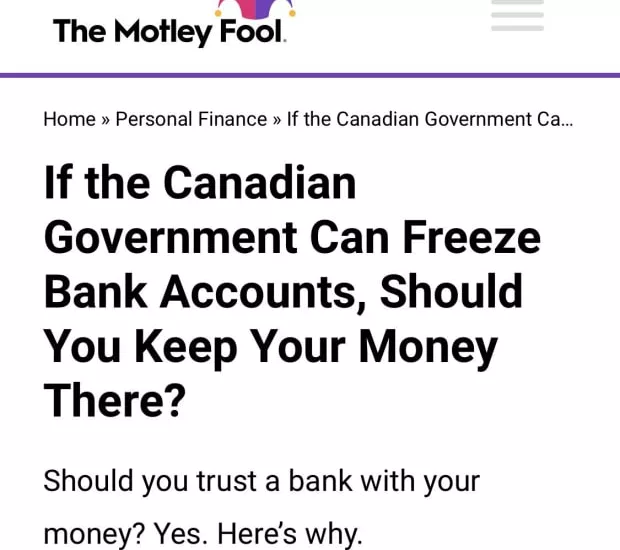 Canadian Government Freezing Accounts