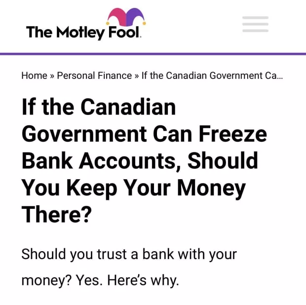 Canadian Government Freezing Accounts